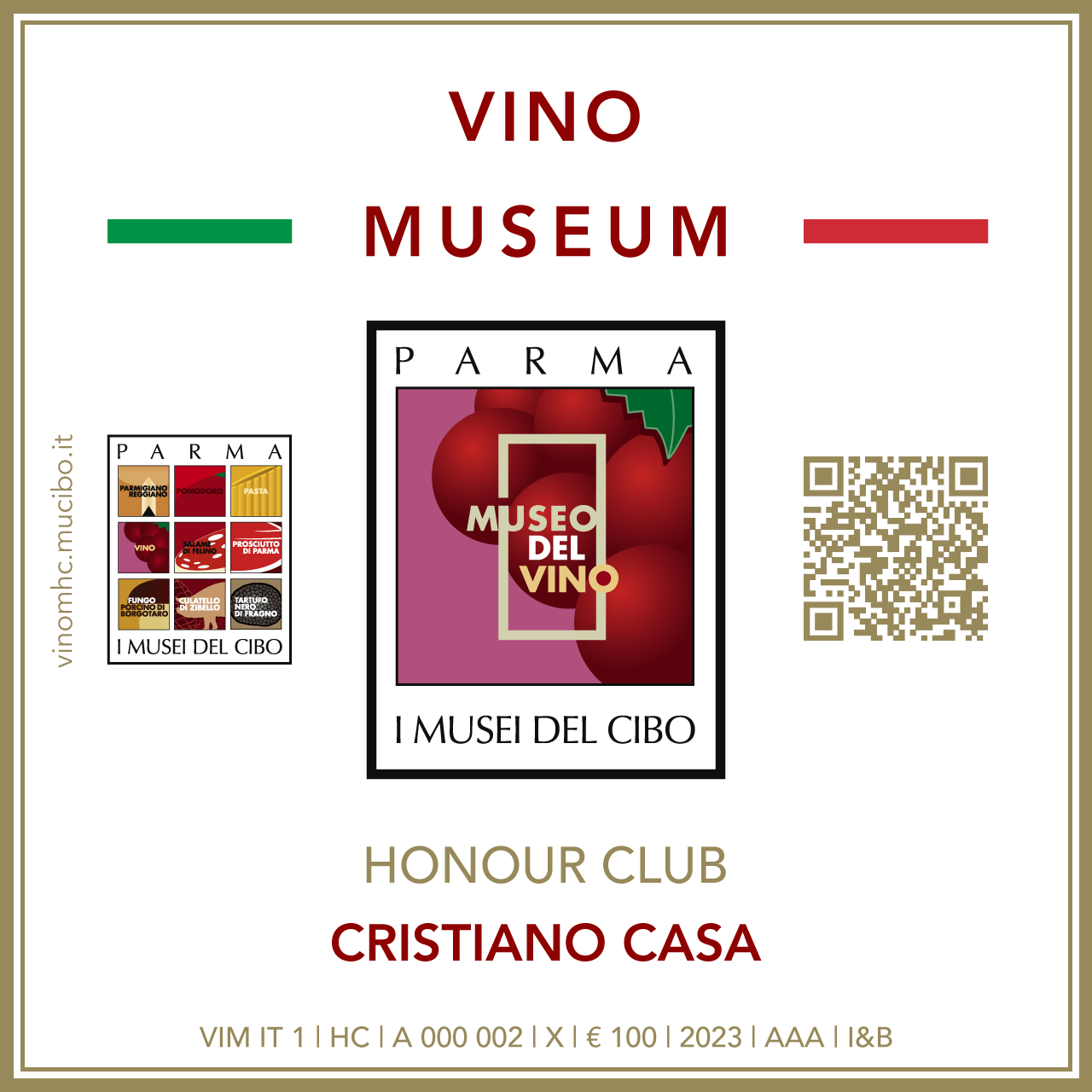 Vino Museum Honour Club - Token Id A 000 002 - CRISTIANO CASA