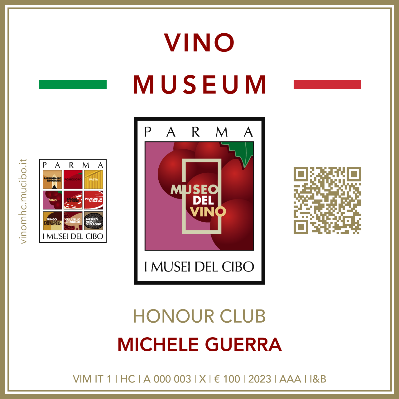 Vino Museum Honour Club - Token Id A 000 003 - MICHELE GUERRA